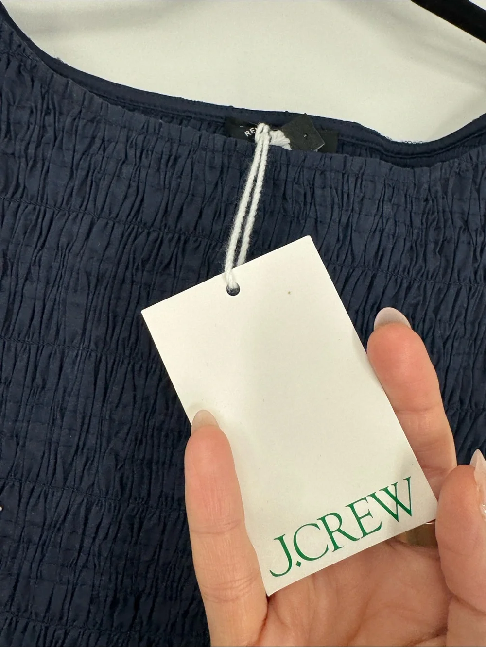 NWT J. Crew Tall Lina Midi Dress Navy Blue Smocked Cotton Sleeveless Size XLTall